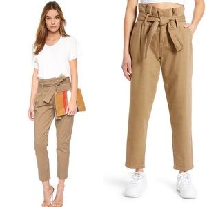 FRAME Denim High Waist Paper Bag Tie Waist Khaki Pants 25